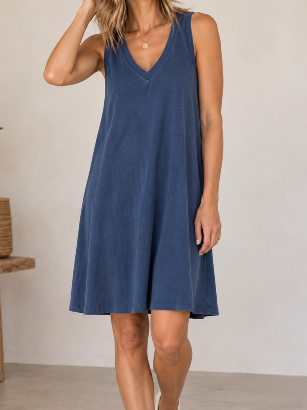 Pact Organic Cotton Sleeveless V-Neck Shirt Dress